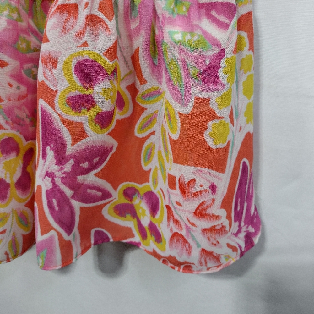 Chaps by Ralph Lauren Floral Skirt Women's PL Coral Cottagecore Peasant Coastal - Picture 4 of 8